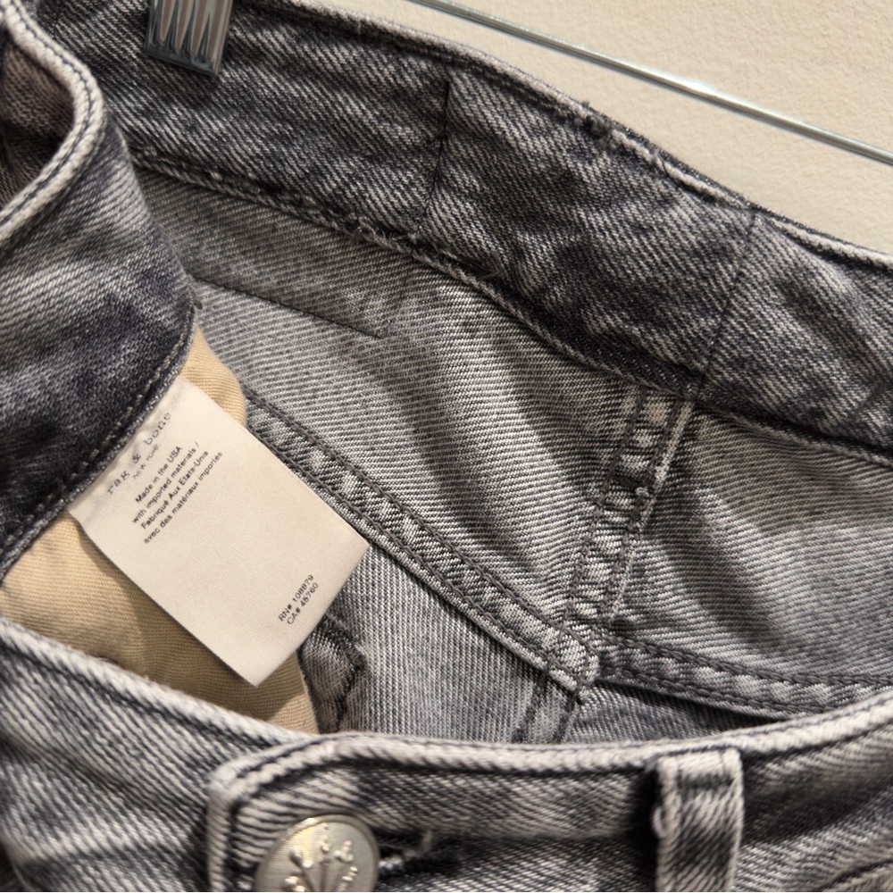 rag & bone Slate Grey Acid Wash Denim Wide Leg Baggy Jeans Size 29 Women’s - Picture 9 of 10